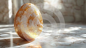 luxurious golden easter egg on marble surface