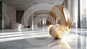 luxurious golden easter egg on marble surface