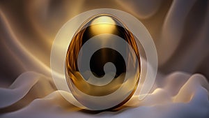luxurious golden easter egg on marble surface