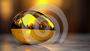 luxurious golden easter egg on marble surface