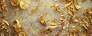 Luxurious Golden Flowers in Baroque Style Artistic Sculpture.