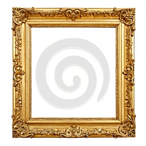 Golden frame isolated on white background photo
