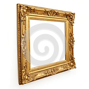 Golden frame isolated on white background photo