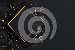 Luxurious Golden Geometric Triangle Borders with Copy Space and Modern Arrows on Black Background - Elegant VIP Fashion