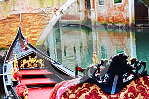 Luxurious gondola parked, in Italy, Europe