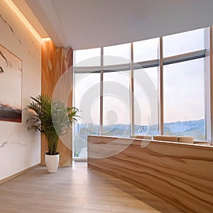 Luxurious hotel interior panorama on isolated