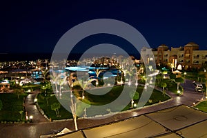 Luxurious hotel night illumination