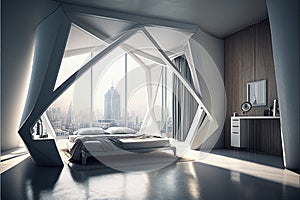 Luxurious Hotel Room, Bedroom Interior, Generative AI Illustration