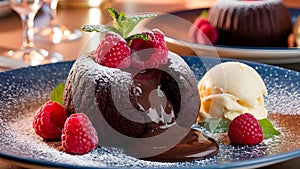 A luxurious image of a decadent chocolate dessert