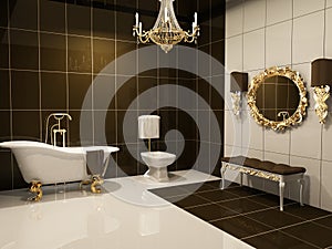 Luxurious interior of bathroom