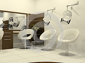 Luxurious interior of a hairdressing salon photo