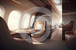 luxurious interior inside private jet created by generative AI