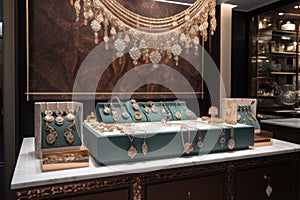 luxurious jewelry display with sparkling gems and intricate designs
