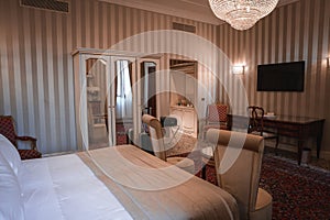 Luxurious King-Sized Bed Hotel Room at Hotel Savoy, Venice - Elegant and Sophisticated Design photo