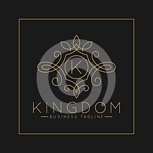 Luxurious Letter K Logo with classic line art ornament style vector