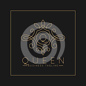 Luxurious Letter Q Logo with classic line art ornament style vector