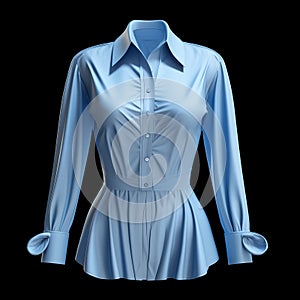 Luxurious Light Blue 3d Model Blouse With Realistic Rendering