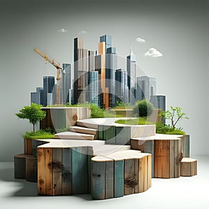 Sustainable Wood Podium Stylish Energy from Recycled Materials photo