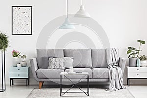 Lussuoso soggiorno grigio divano lampade caffè 