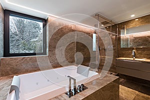 Luxurious marble bathroom with hydromassage