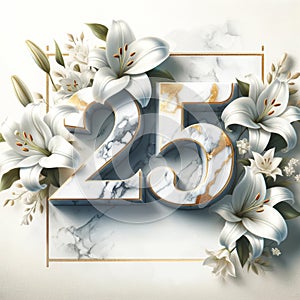 Luxurious Marble and Lily 25th Anniversary Elegance