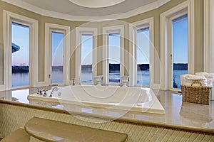 Luxurious master bath boasts jetted tub