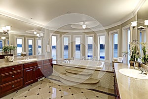 Luxurious master bath boasts jetted tub