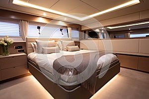 luxurious master bedroom on a yacht