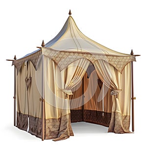 Luxurious medieval tent isolated on white