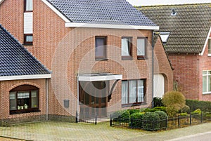 Luxurious modern bungalow in vintage style, dutch home exterior, house in a small dutch village