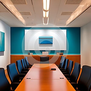 Luxurious and modern conference board room with chairs and table. Generative AI