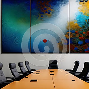 Luxurious and modern conference board room with chairs and table. Generative AI