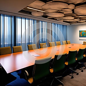 Luxurious and modern conference board room with chairs and table. Generative AI