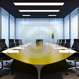 Luxurious and modern conference board room with chairs and table. Generative AI