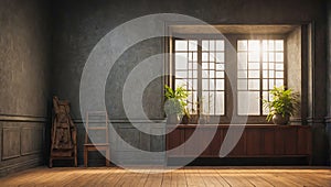 A luxurious modern empty room.AI generated