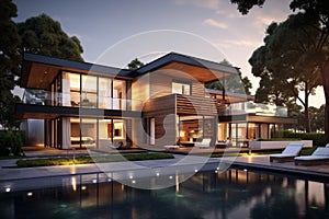 Luxurious Modern sunny house. Generate Ai
