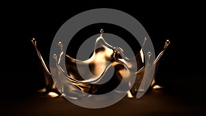 Luxurious, mysterious, vintage, abstract splash of liquid gold on a black background. 3d illustration, 3d rendering