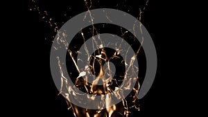 Luxurious, mysterious, vintage, abstract splash of liquid gold on a black background. 3d illustration, 3d rendering