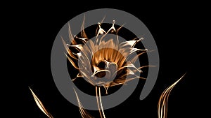 Luxurious, mysterious, vintage, abstract splash of liquid gold on a black background. 3d illustration, 3d rendering