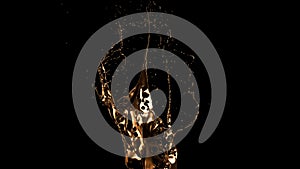 Luxurious, mysterious, vintage, abstract splash of liquid gold on a black background. 3d illustration, 3d rendering