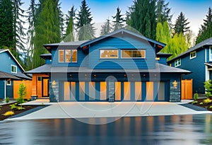 Luxurious new construction home in Bellevue, WA. Modern style home boasts two car garage