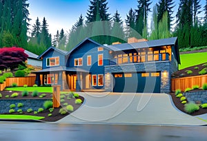 Luxurious new construction home in Bellevue, WA. Modern style home boasts two car garage