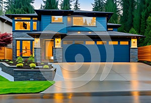 Luxurious new construction home in Bellevue, WA. Modern style home boasts two car garage