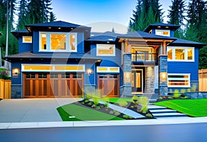 Luxurious new construction home in Bellevue, WA. Modern style home boasts two car garage