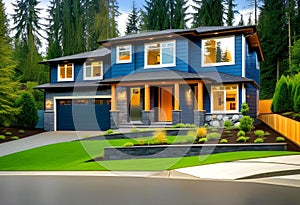Luxurious new construction home in Bellevue, WA. Modern style home boasts two car garage