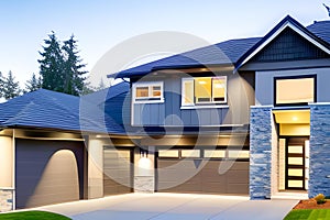Luxurious new construction home in Bellevue, WA. Modern style home. Generative AI