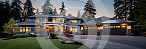 A luxurious new construction home, Modern style of home with car garage