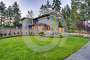 Luxurious home design with modern curb appeal in Bellevue.