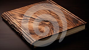 Luxurious Olive Wood Book Cover With Text On Wooden Background