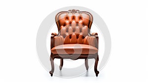 Luxurious Opulence: Elegant Orange Leather Chair With Arm Rest